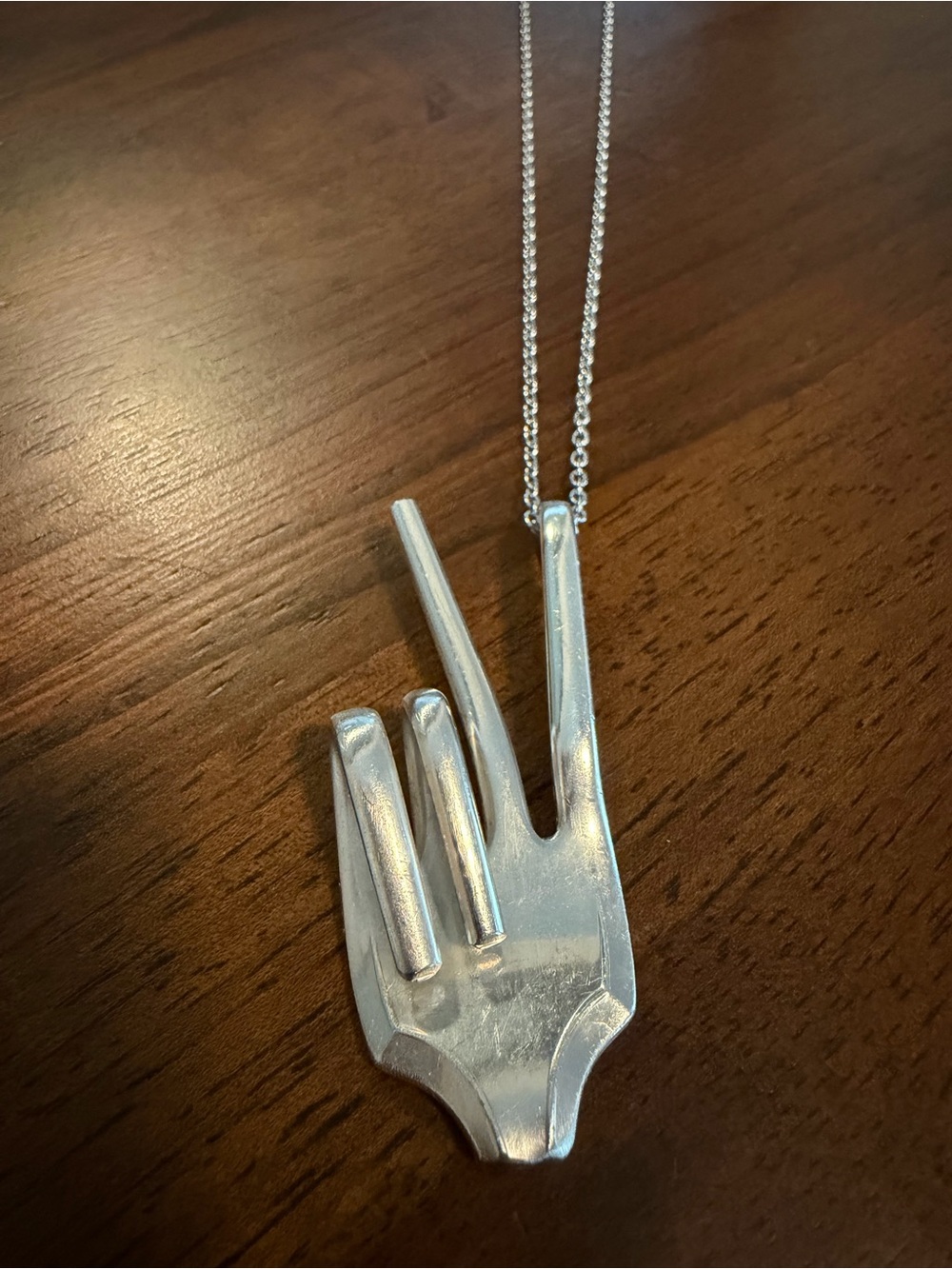 Silverware Peace Fork Pendant Necklace
